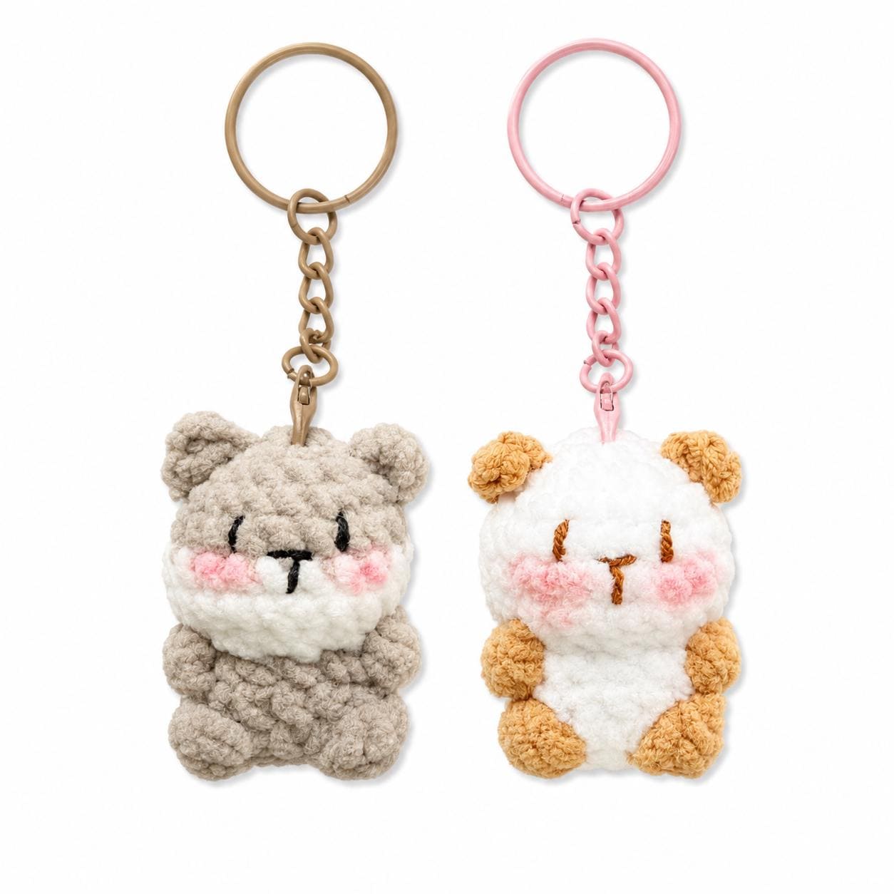 Cute Gummy Style Cat Keychain, Crochet Plush Animal Charm, Handmade Bag Accessory, Kawaii Cat Keyring Gift