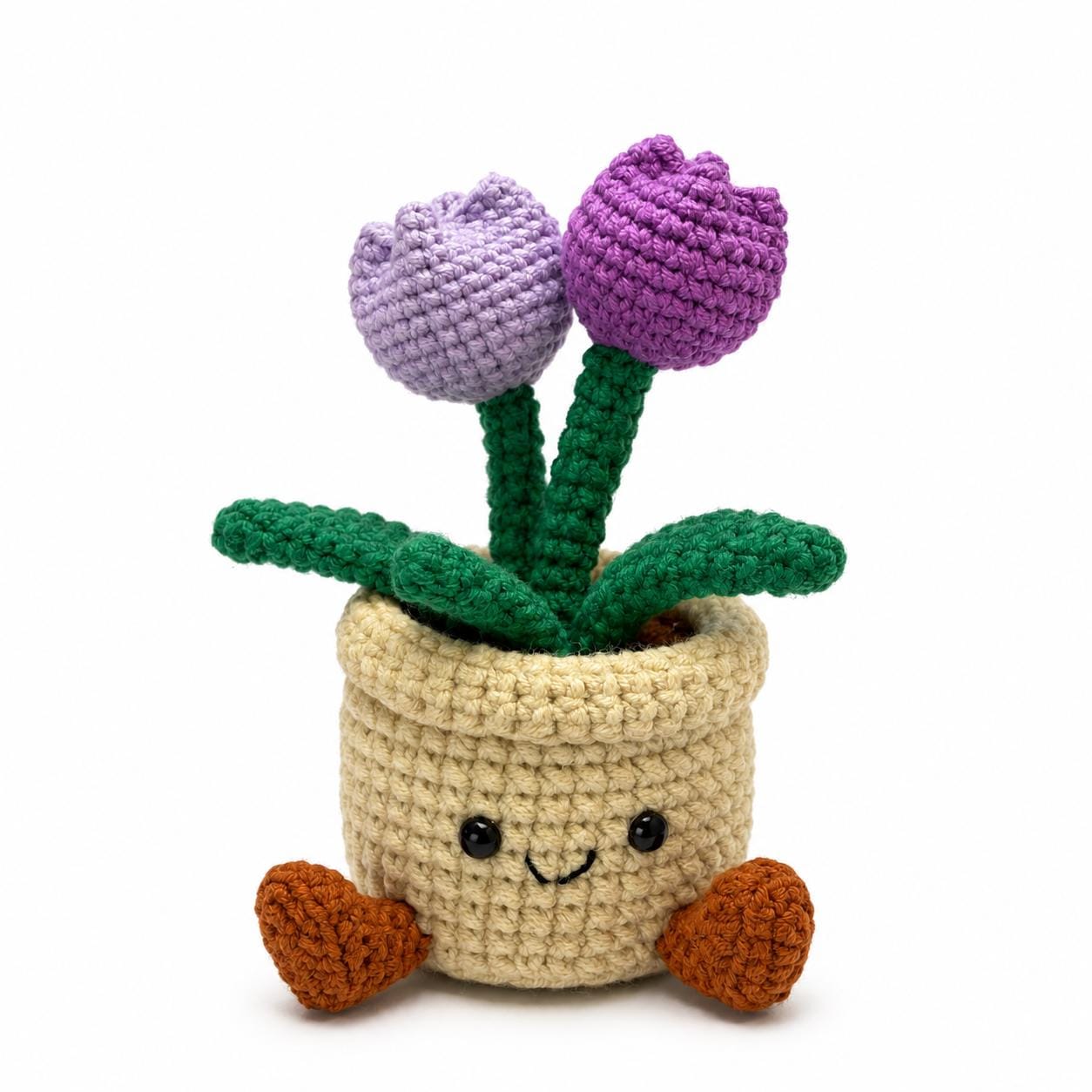 Crochet Small Tulip Flower Pot, Handmade Yarn Plant Decor, Cute Tulip Gift, Botanical Home Decoration, Cottagecore Decor