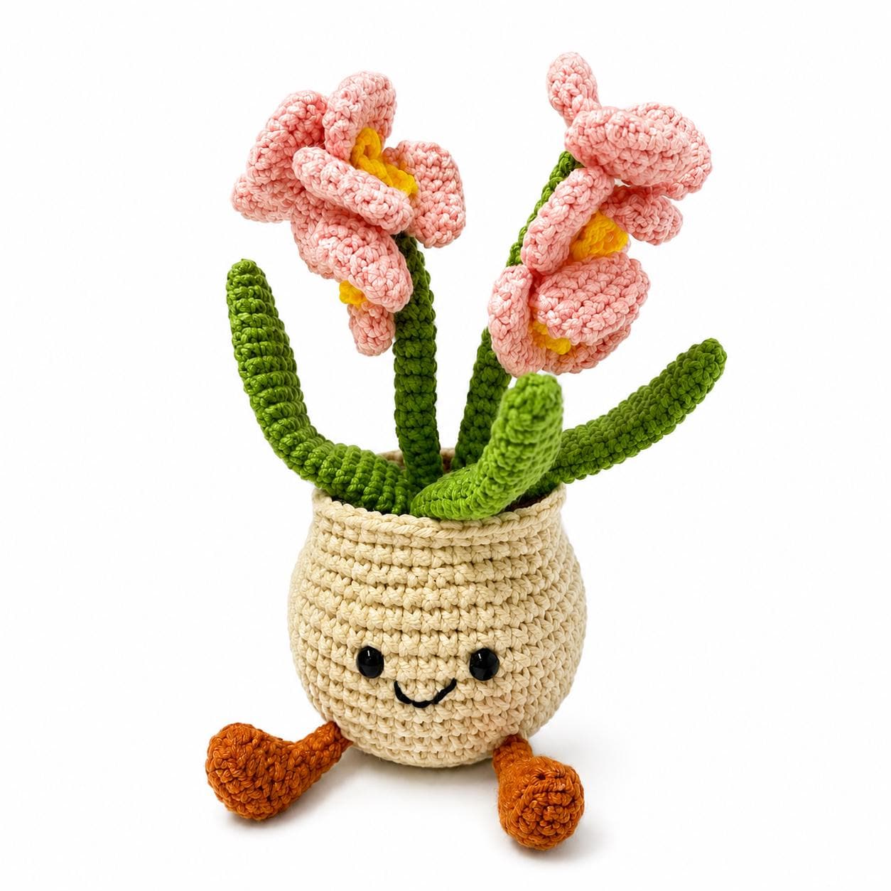 Crochet Medium Orchid Flower Pot, Handmade Yarn Plant Decor, Cute Orchid Gift, Botanical Home Decoration, Cottagecore Decor