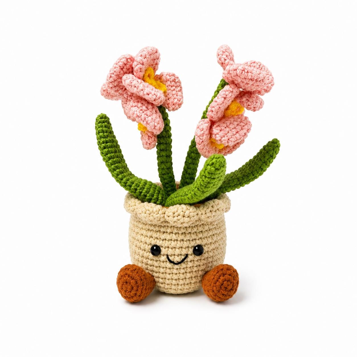 Crochet Medium Orchid Flower Pot, Handmade Yarn Plant Decor, Cute Orchid Gift, Botanical Home Decoration, Cottagecore Decor