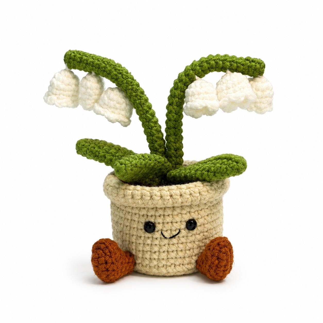 Crochet Small Lily of the Valley Pot, Handmade Yarn Plant, Cute Crochet Plant Decor, Botanical Gift, Home Decoration
