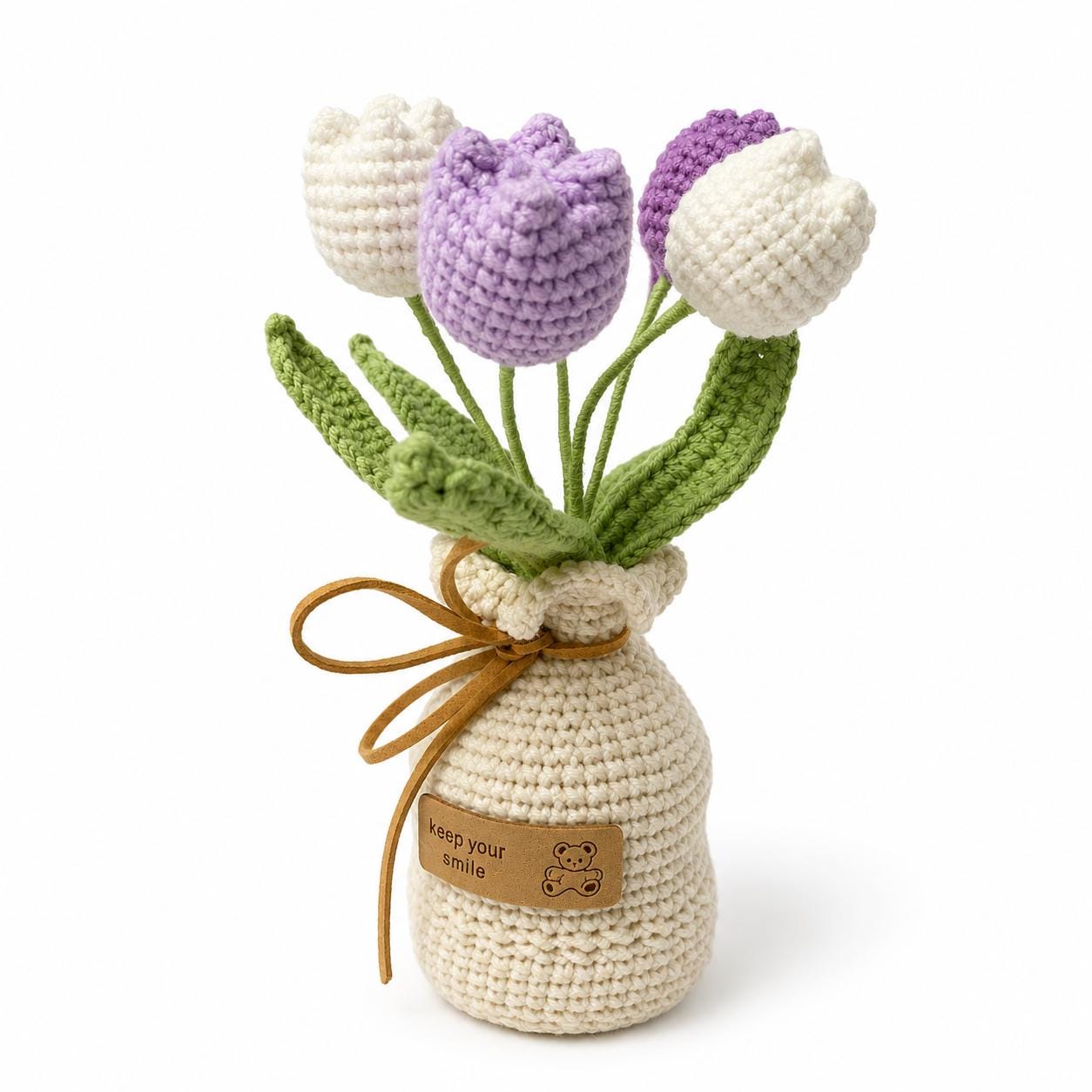 Crochet Tulip Bouquet, Handmade Yarn Flower Arrangement, Elegant Floral Gift, Handmade Home Decor, Botanical Decoration