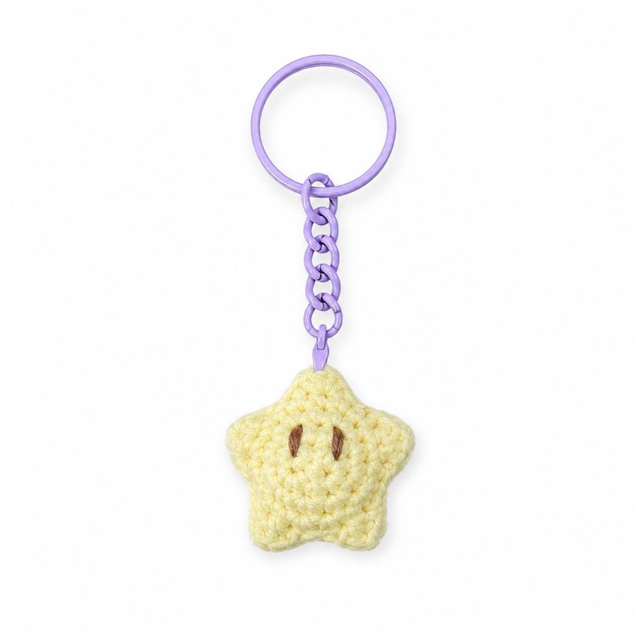 Cute Gummy Style Star Crochet Keychain, Crochet Plush Character Charm, Handmade Bag Accessory, Kawaii Gift Keyring