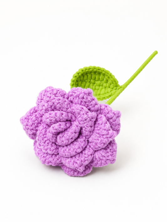 Sharp Petal Regular Rose Crochet Flower Stem CF-002