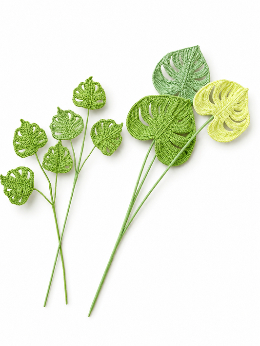 Small Monstera Leaf Crochet Flower Stem CL-008