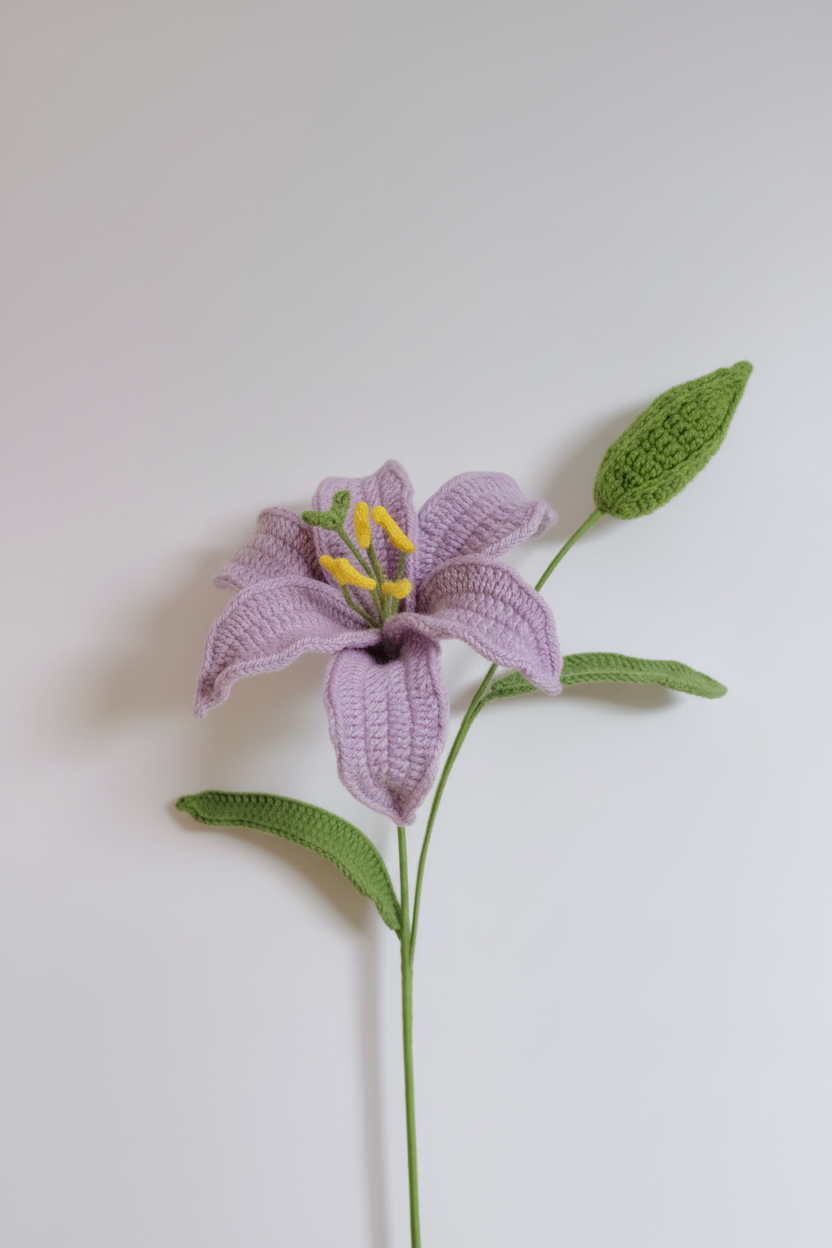 Lily with Bud Crochet Flower Stem
