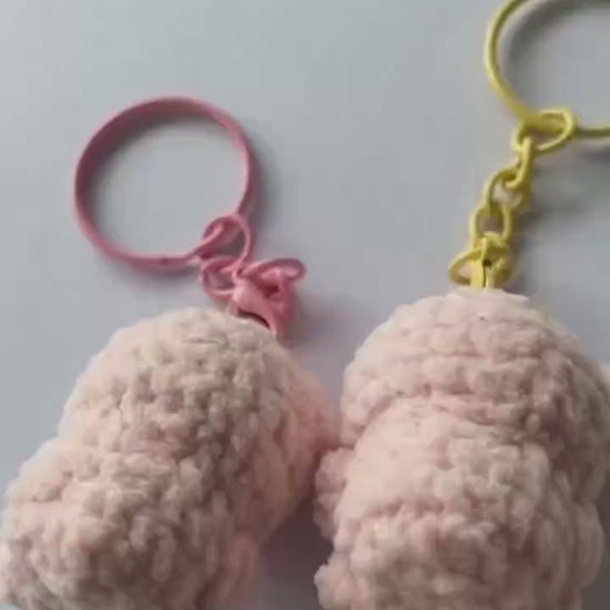Cute Gummy Style Pig Keychain, Crochet Plush Animal Charm, Handmade Bag Accessory, Kawaii Pig Keyring Gift