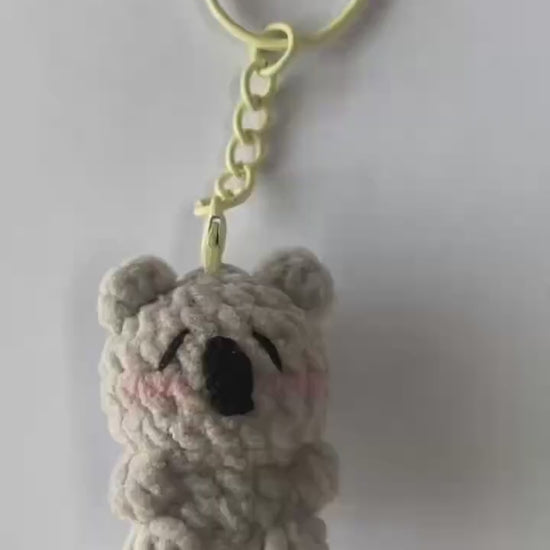 Cute Gummy Style Koala Keychain, Crochet Plush Animal Charm, Handmade Bag Accessory, Kawaii Koala Keyring Gift