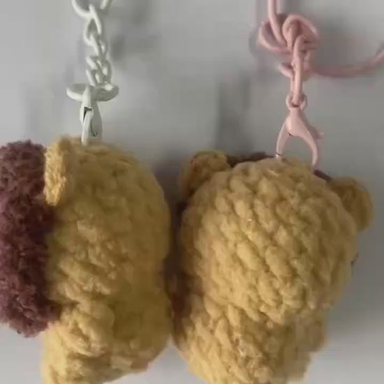 Cute Gummy Style Lion Keychain, Crochet Plush Animal Charm, Handmade Bag Accessory, Kawaii Lion Keyring Gift