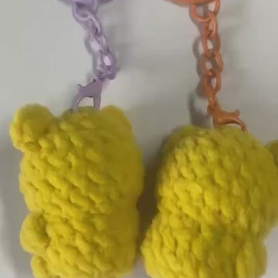 Cute Gummy Style Tiger Keychain, Crochet Plush Animal Charm, Handmade Bag Accessory, Kawaii Tiger Keyring Gift