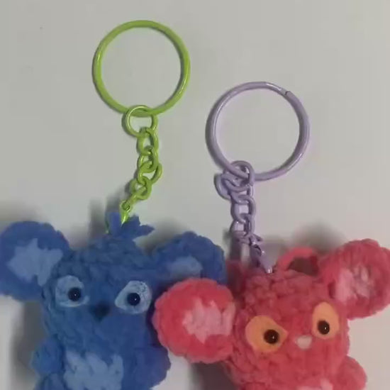 Cute Gummy Style Stitch Crochet Keychain, Crochet Plush Character Charm, Handmade Bag Accessory, Kawaii Gift Keyring