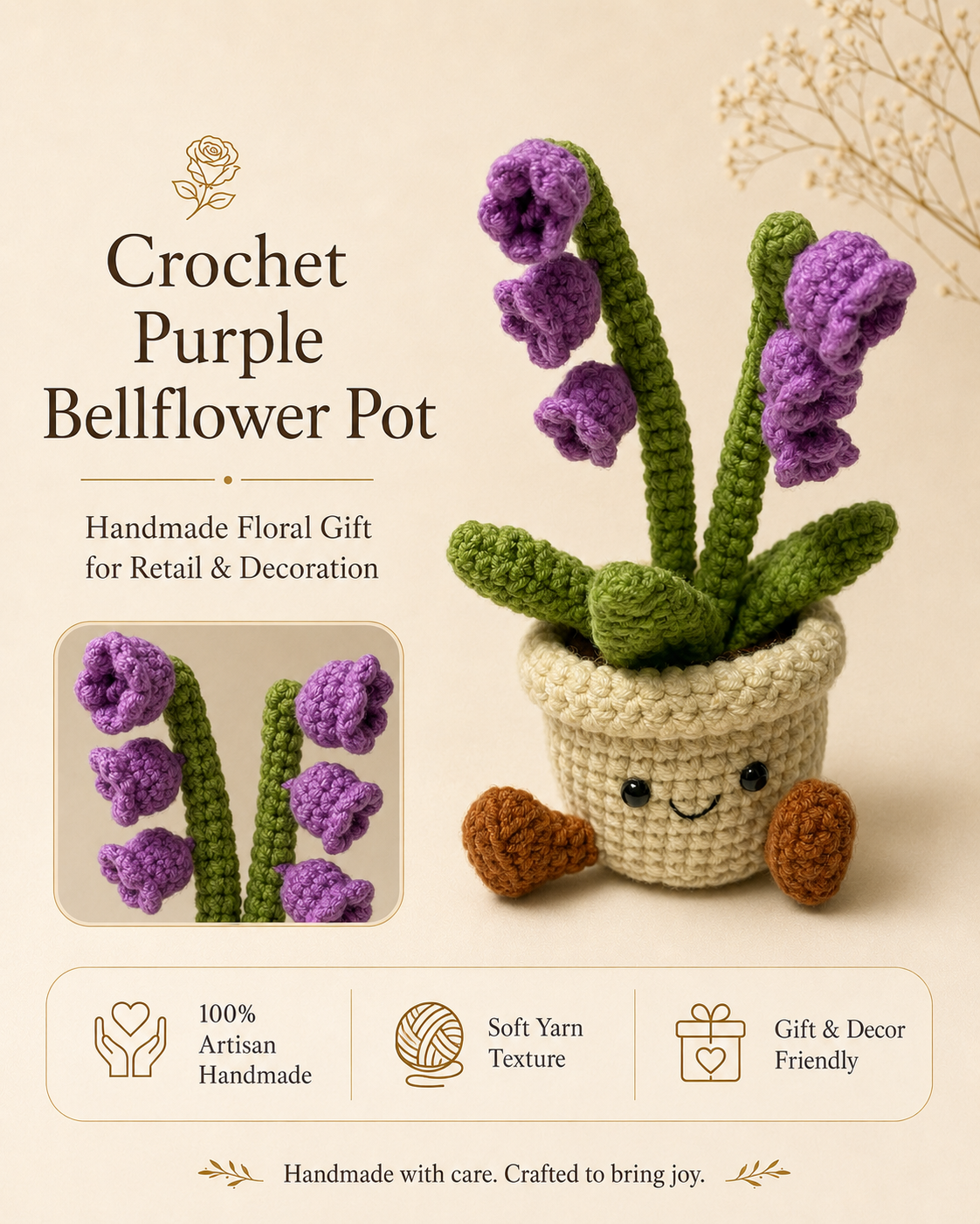 Crochet Purple Bellflower Pot