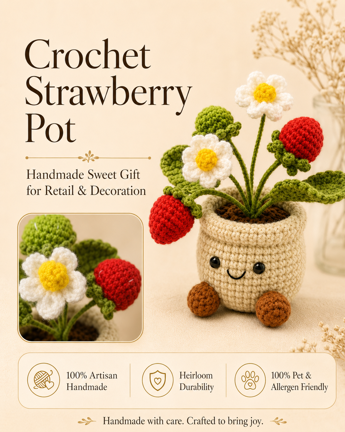 Crochet Strawberry Pot