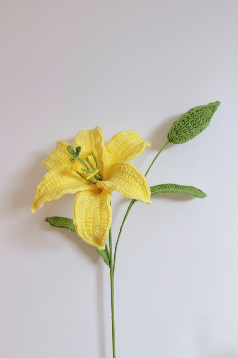 Lily with Bud Crochet Flower Stem